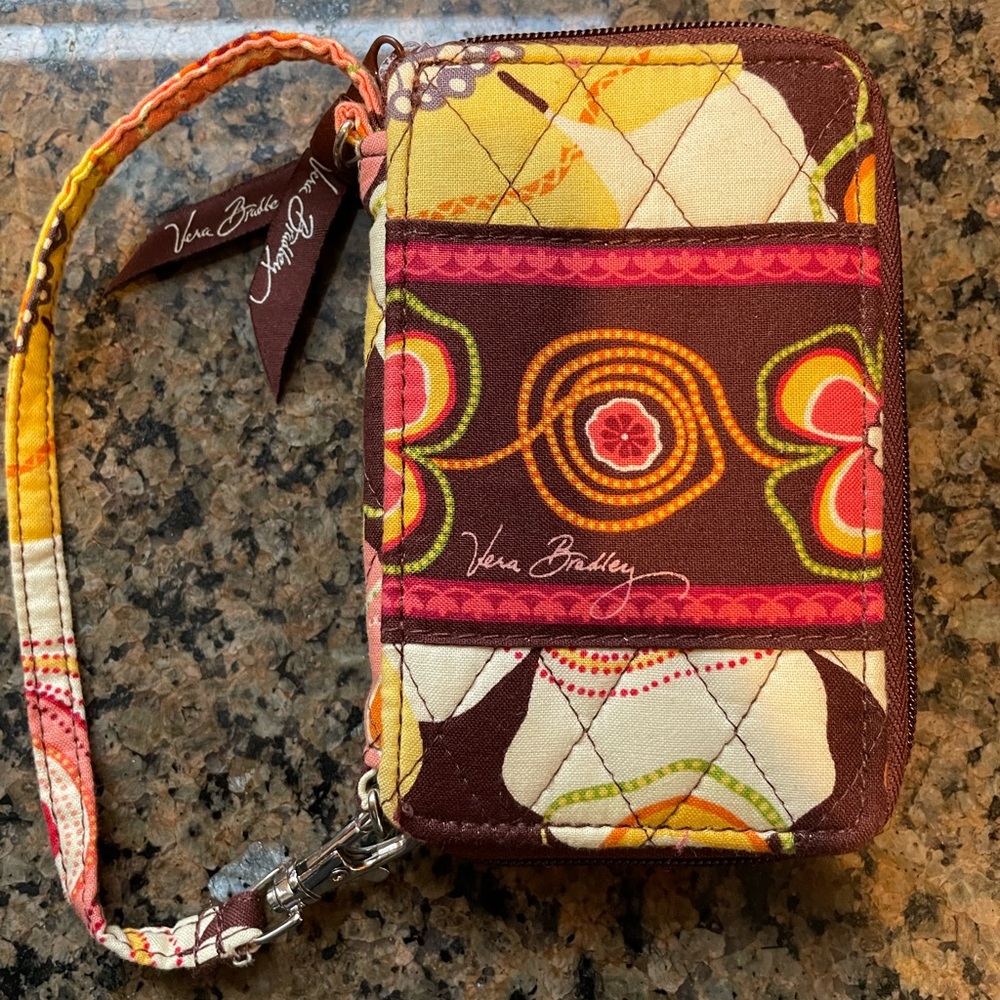 Vera Bradley quilted cotton zip wristlet wallet in the "Buttercup" pattern